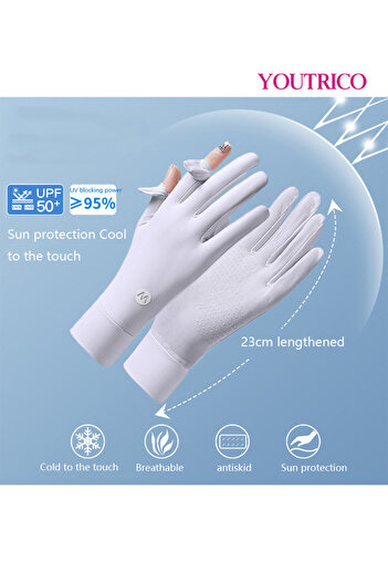 Youtrico Sun Protection Gloves Summer Cycling Fingerless Gloves For Driving Spf50 High Protection