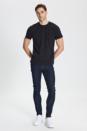 AC&Co / Altınyıldız Classics Cotton Slim Fit Slim Fit Crew Neck Black T-Shirt
