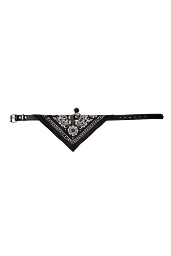 OEM Zgarda Caini Si Pisici Cu Bandana, Esarfa, 39 X 1.5 Cm, Clopotel, Negru