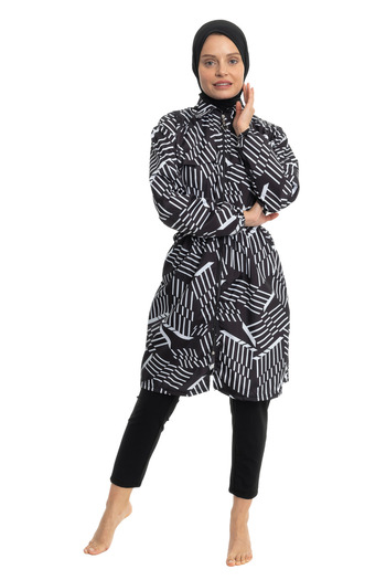 LEOMA Fully Covered Water Repellent Quick Drying Zippered Hijab Swimsuit