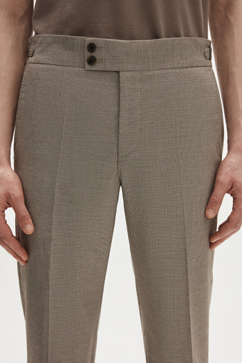 Tween Slim Fit Bej Mikro Desen Kumaş Pantolon