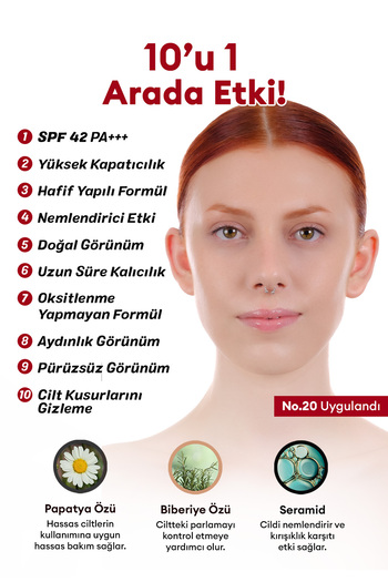 Missha Mükemmel Kapatıcılık Sunan Çok Fonksiyonlu M Perfect Cover BB Cream Ex SPF42 PA+++ No.20 (20ml)