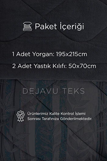 dt dejavu.teks Çift Kişilik Welsoft Yorgan Seti + 2 Yastık Kılıfı | Pamuklu Yaprak Desen Çift Taraflı Yorgan Takımı