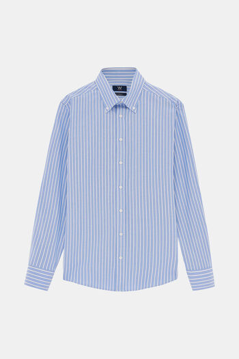W Collection MAVİ UZUN KOLLU ÇİZGİLİ GÖMLEK