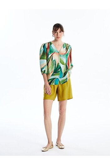 LC Waikiki V-Neck Patterned Women's Blouse (S4)