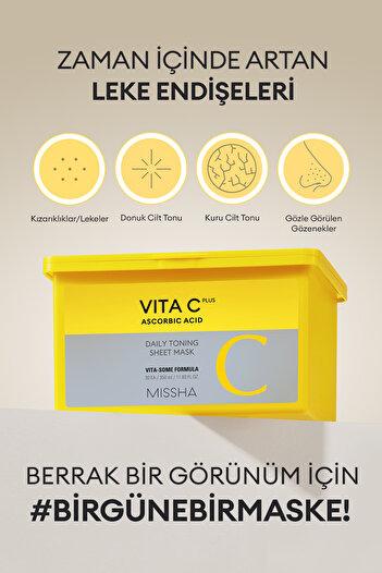 Missha Leke Karşıtı C Vitamini İçerikli Günlük Yaprak Maske Vita C Plus Daily Toning Mask