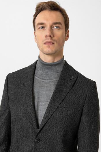 SÜVARİ Siyah Slim Fit Sivri Yaka 6 Drop Ceket