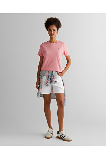 Gant Kadın Pembe Regular Fit Bisiklet Yaka T-Shirt