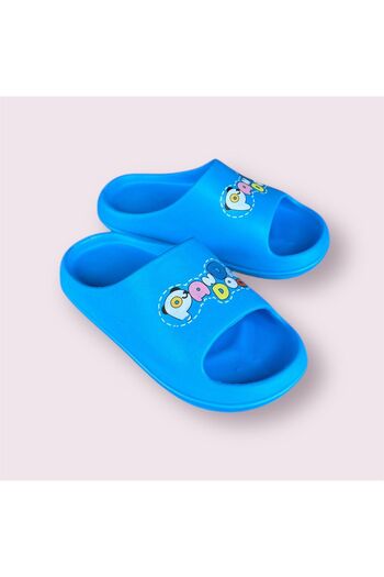 AkınalBella Boy Blue Printed Light Sole Beach Pool Daily Slide Summer Slippers