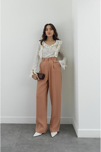 Havoş Salmon Draped Palazzo Trousers