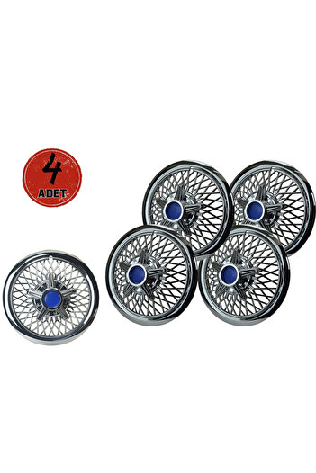 OTOCİRİT Jant Kapağı Kırılmaz Telli Yıldız Fırfırlı Mavi 16" Abs Krom Paslanmaz 4'lü (TAKIM OLARAK)