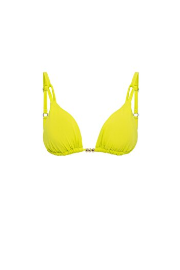 AQUAVİVA Women's Neon Green Izabella Triangle Bikini Set with Gold Accessories