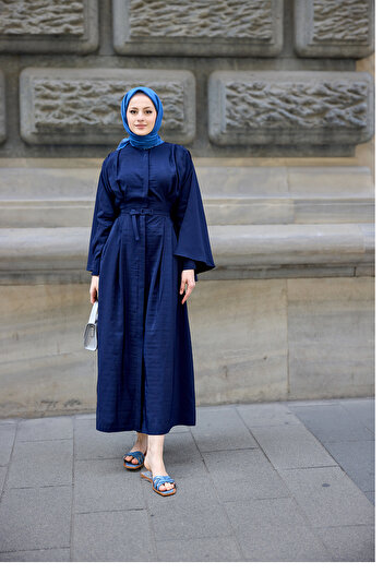 LOCCO Women's Cape Dress Navy Blue