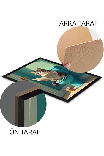 Artavessa Tablou MDF 20x30 cm cu aspect de ramă neagră One Piece, cu imprimeu de pisică - Model 13