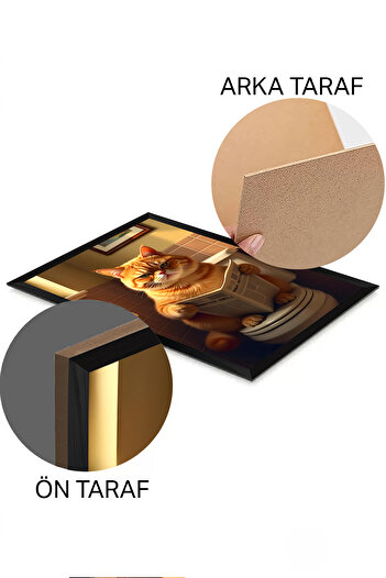 Artavessa Tablou MDF 20x30 cm cu aspect de ramă neagră, imprimat cu pisică - Model 15