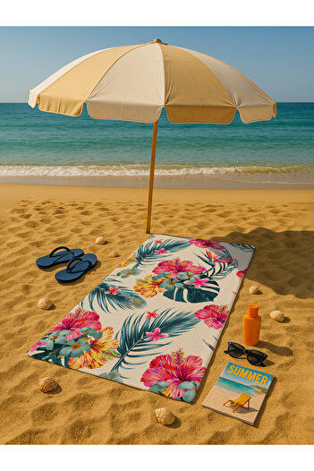 AİRYCOT Towel for Beach and Beach with Flower Design