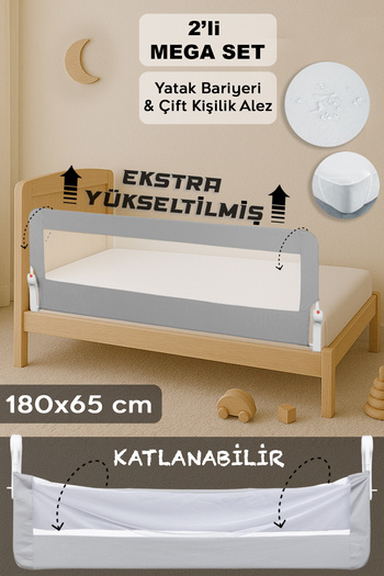 Meleni Baby 180 cm Baby Bed Barrier - Large Size Safety Barrier Protective Barrier Double Mattress