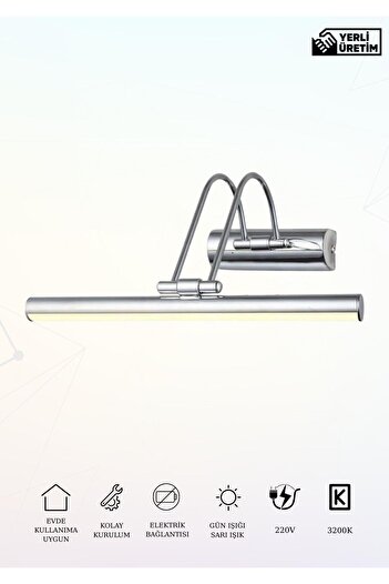 KAREN BANYO 35 cm Chrome Case Daylight, Electric Bathroom Mirror Table Lighting Flute Swan Led Sconce