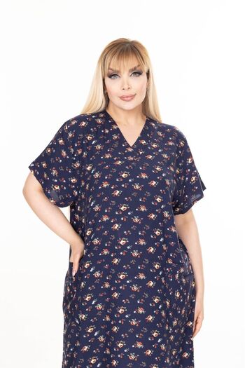 mervemoda Women's Large Size Summer Woven Short Sleeve Short Length Dress Dress