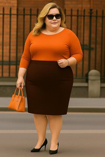 CNG MODA Plus Size Office Chic Skirt