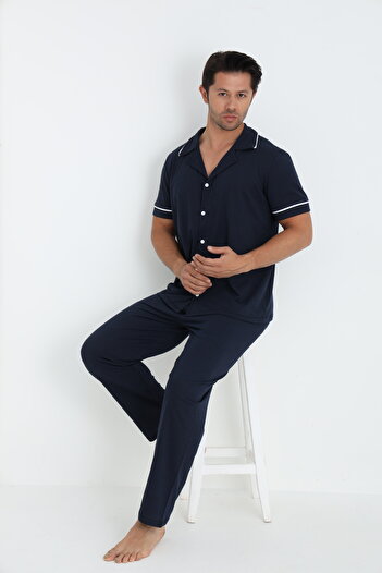 ELİTOL Men's Short Sleeve Button Pajama Suit