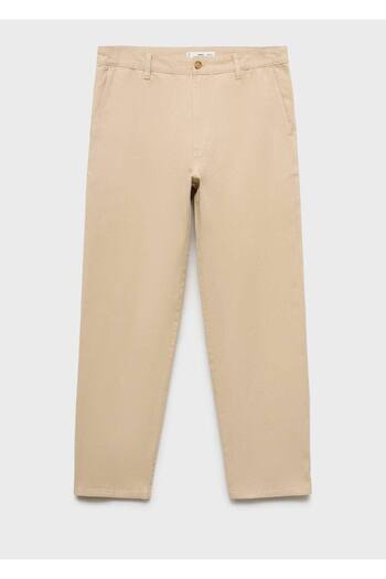 MANGO Man Pamuklu keten regular fit jean pantolon