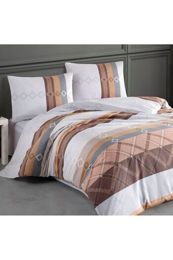 Taç Ranforce Crystal Duvet Cover Set - Double, Olympos Brown