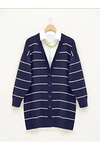 HİJABAYA Buttoned Long Knitted Cardigan