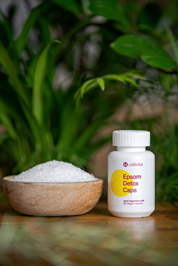 Calivita Epsom Detox Caps – Sulfat de Magneziu 100% pur pentru tranzit Intestinal și Detoxifiere (90cps)