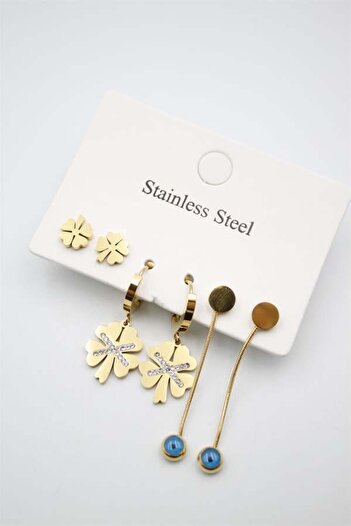 Royaleks Clover Multiple Earrings - Gold