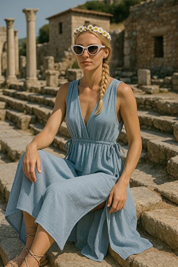 Bedinn Rochie de muselina stil Helen Ephesus - Rochie de plaja de vara