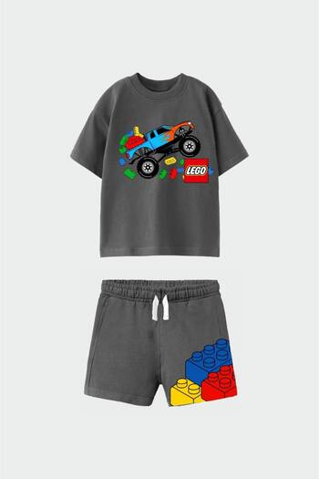 KidsSel New Season Boy's Cotton Printed Tshirt Shorts Bottom Top Set