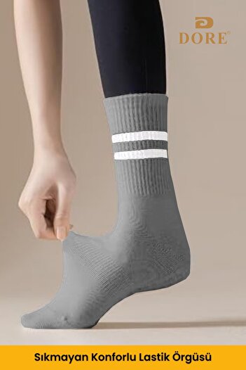 Dore Orijinal Unisex 3 Çift Premium Spor Ter Emici Nefes Alan Pamuklu Uzun Konç Tenis Kolej Spor Çorap