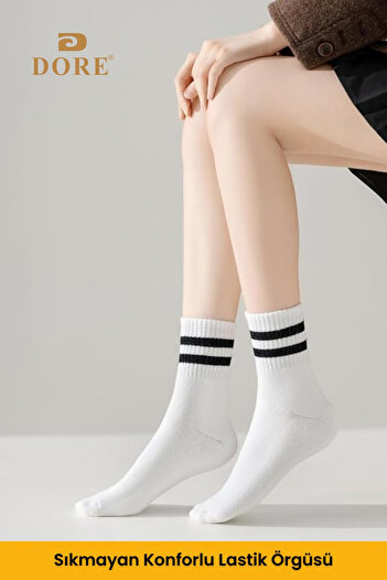 Dore Orijinal Unisex 3 Çift Premium Spor Ter Emici Nefes Alan Pamuklu Uzun Konç Tenis Kolej Spor Çorap