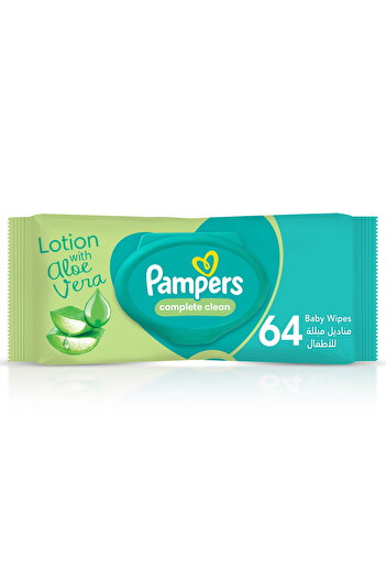 Pampers Complete Clean Baby Wipes with Aloe Vera Lotion 64 pcs – Soft Fit, Breathable Layers