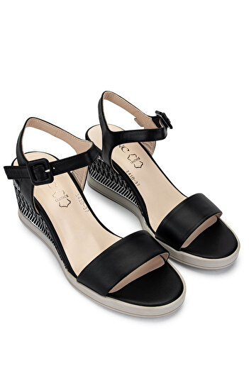 Tamer Tanca Women's Genuine Leather Black Heeled Shoes