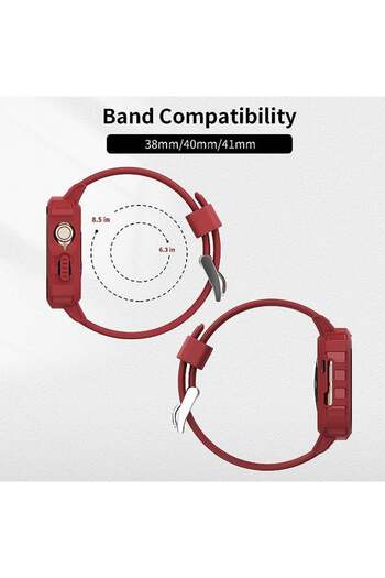 URBANITE Strap with protective case for Apple Watch SE Series 7/6/5/4/3/2/1 URBANITE, TPU, red, 175 - 245 mm