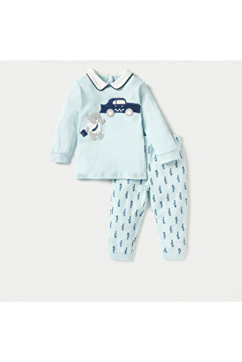 giggles Bear Applique T-shirt and Pyjama Set
