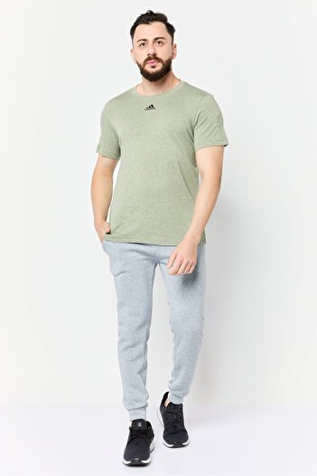 adidas Men Sportswear Fit Short Sleeve Training T-Shirt, Olive Heather
