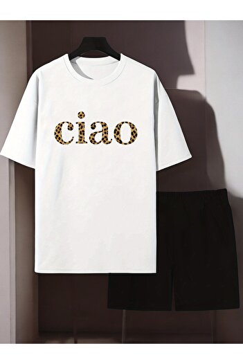 uyguntarz Unisex Ciao Printed Design Shorts Set