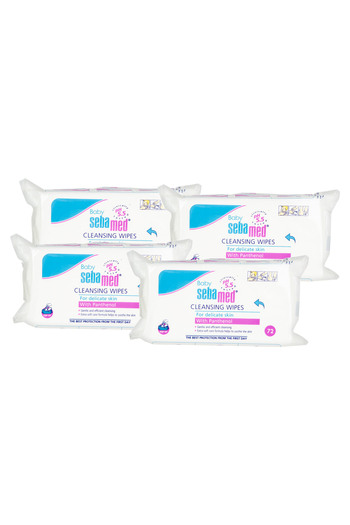 Sebamed Baby Cleansing Wipes 4 x 72 pcs Soft, Hypoallergenic Wipes for Delicate Skin & Daily Use