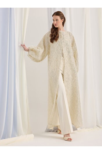 Store Wf Feather Ecru Abaya