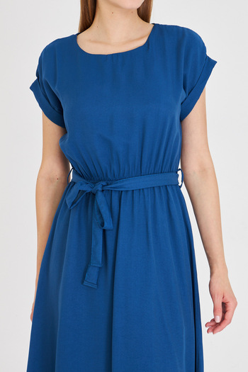 armonika Rochie de damă albastru închis cu talie elastică ARM-18Y001120