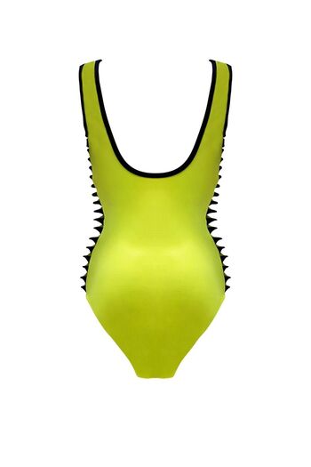 LOOK ME Suspender Window Detailed Sports Design Green 50Uv Girl's Swimsuit by Nessi Byrd