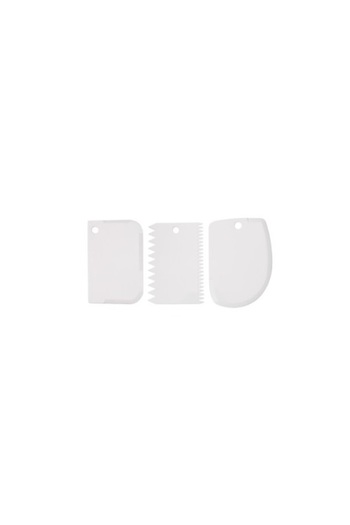 OEM Set of 3 pastry spatulas, for decorating cakes and pastries, plastic, 12 cm high, white