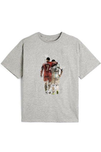 makiteks Cotton Combed Boys Printed Tshirt T-Shirt 5 6 7 8 9 10 11 12 13 14 Years Football Messi Ronaldo