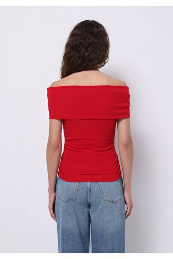 Colin's Slim Fit Boat Neck Plain Women's Red Sleeveless T-Shirt