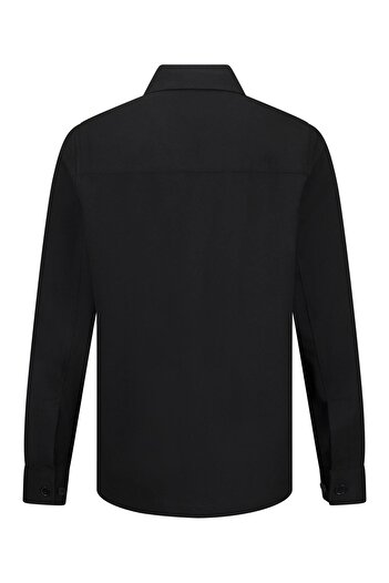 Hatemoğlu Black Comfort Fit Baby Collar Shacket Long Sleeve Shirt