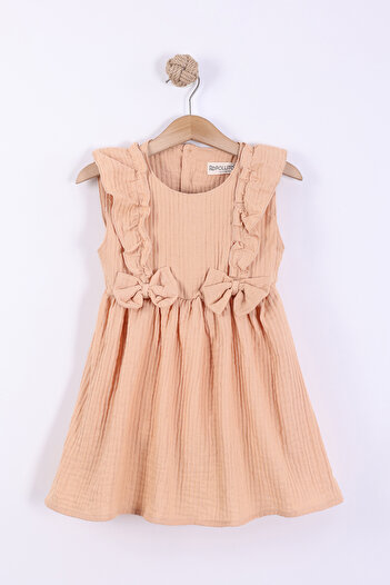 Pollito Girl's Bow Detailed Muslin Dress
