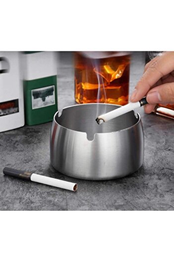 YDGR Gray Stainless Steel Coated Ashtray Windproof Fall Resistant Metal Ashtray